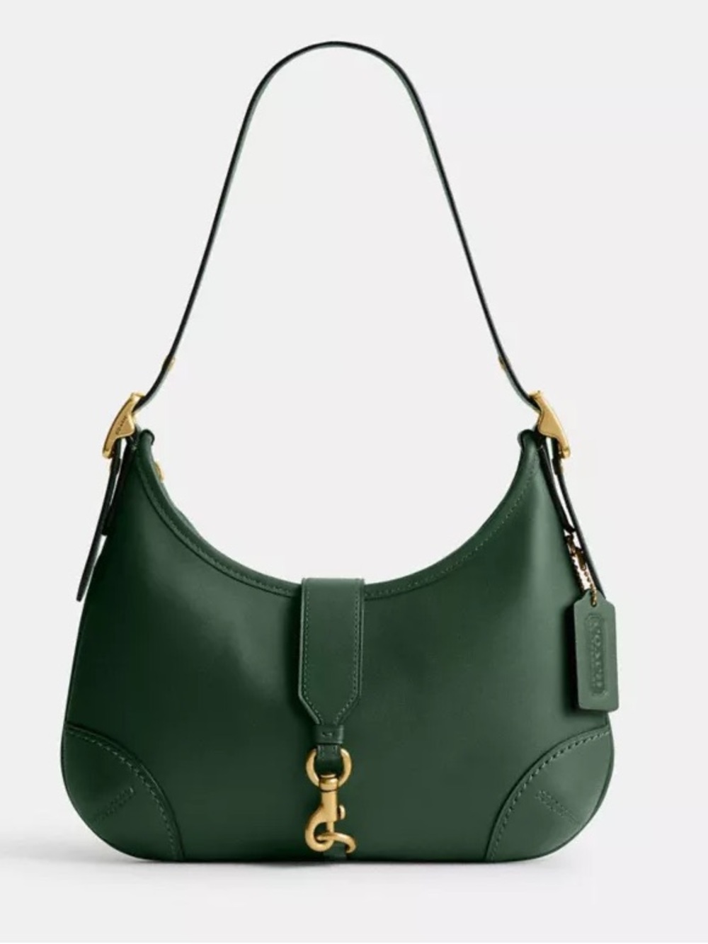 Coach Hamptons Hobo Bag Green Leather Shoulder Bag - Classic Curved Hobo